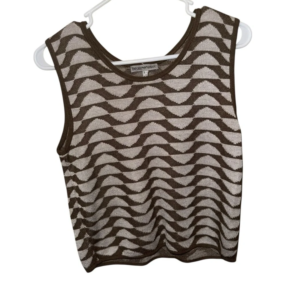 EMPORIO ARMANI Vintage Sleeveless Knit Sweater / Vest Size 8 - Picture 3 of 13